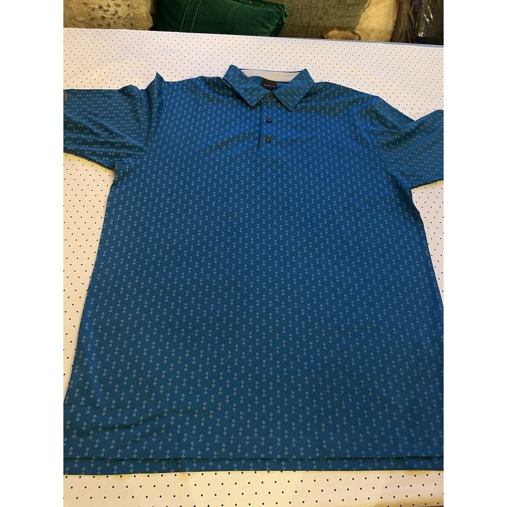 Dunning Golf Blue Performance Polo Shirt Men's Large Stretch Casual